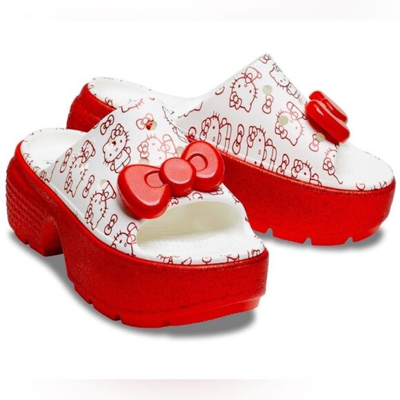 CROCS STOMP x HELLO KITTY platform SLIDE  adult size 8. 50th Anniversary NWT - Picture 3 of 14